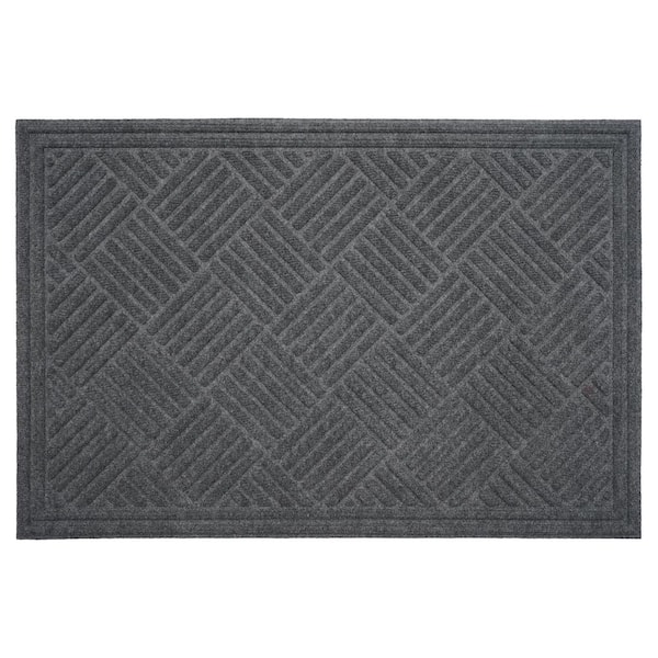 Chess Ribbed Gray 36 in. x 60 in. Indoor/Outdoor Doormat