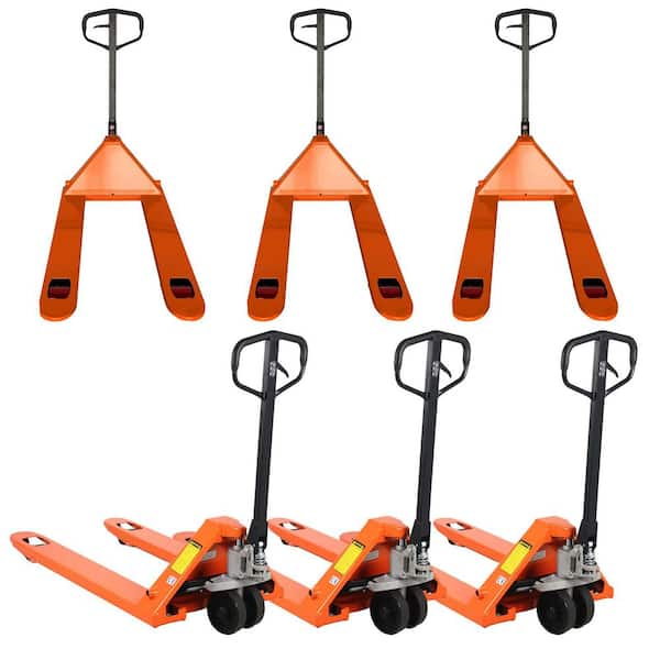 Hand Operated Orange 6,600 lbs. Manual Pallet Jack (6-Pack) 3 in. Fork Lowered Manual Pallet Truck 48 x 27 in. Fork