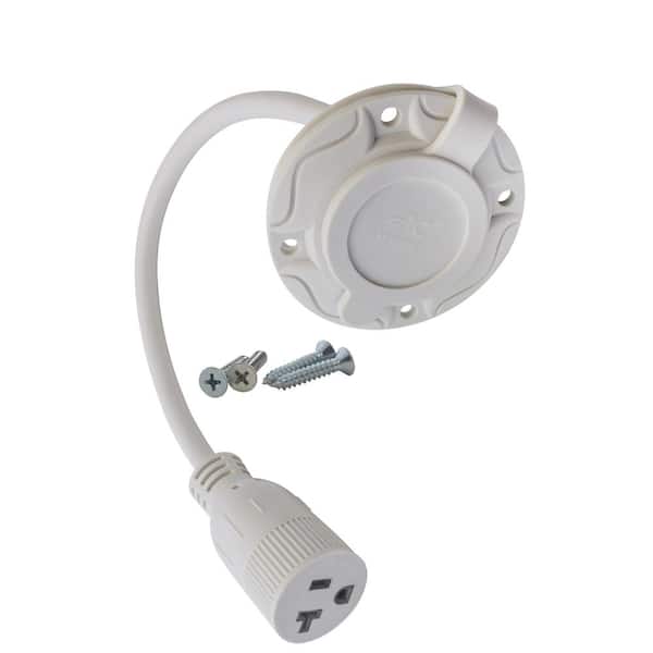 AC WORKS 1.5 ft. 12/3 15 Amp 125-Volt NEMA 5-15P Flanged Power Input Inlet Extension Cord with Cover