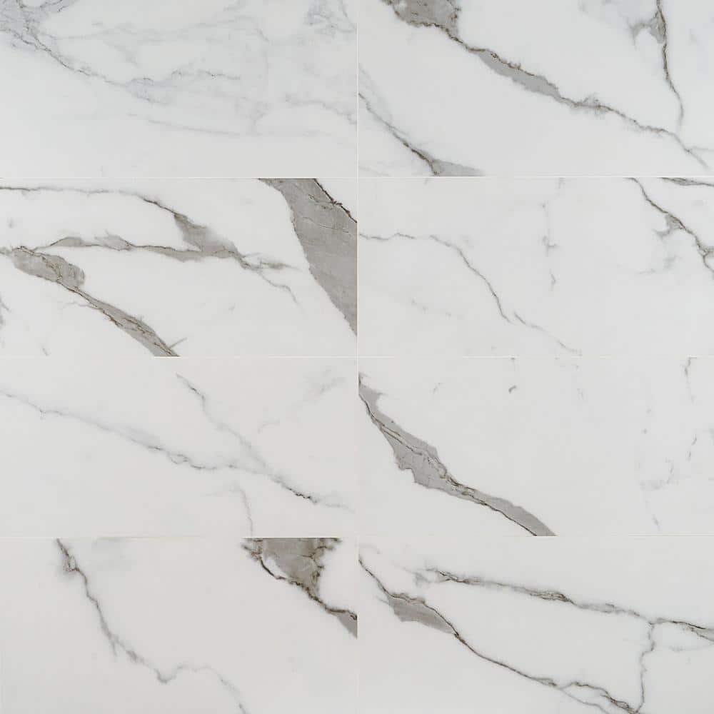 Saroshi 12x24 Matte Porcelain Marble Look Floor and Wall Tile