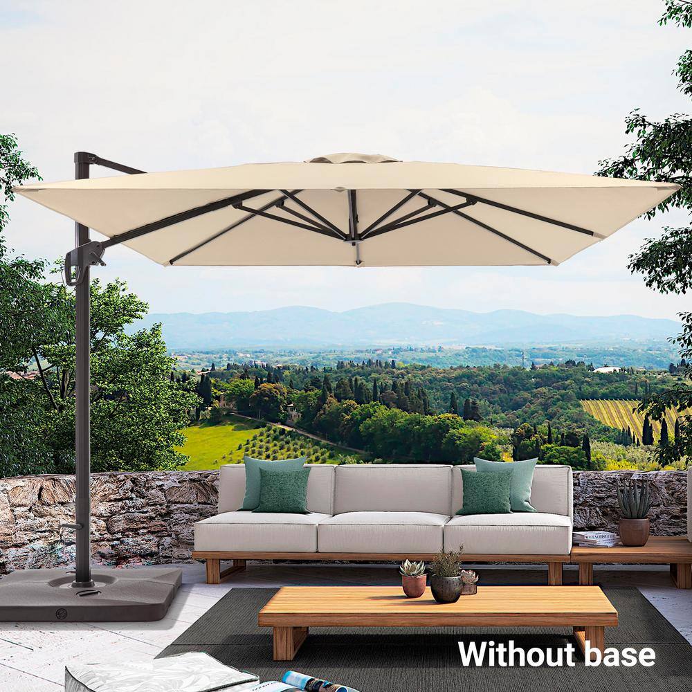 10 ft. Aluminum Cantilever Patio Umbrella High-Quality Solution-Dyed Fabric 360° Rotation System in Sand price history on PriceWatchPro