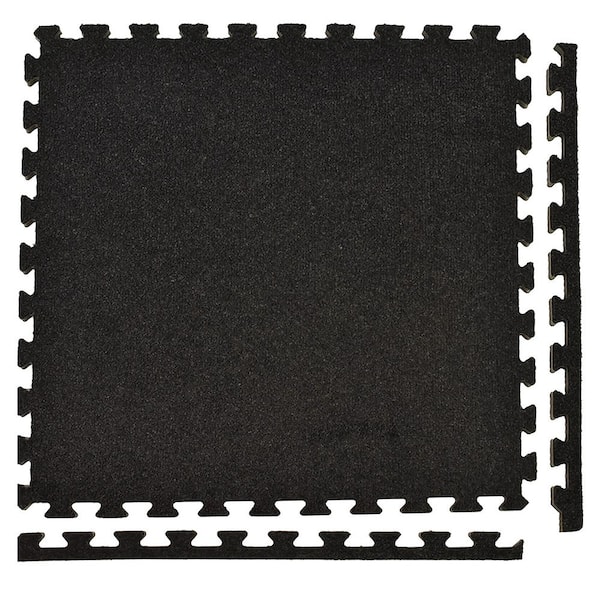 Greatmats Royal - Charcoal - Black Residential 24 x 24 in. Interlocking Carpet Tile Square (60 sq. ft.)