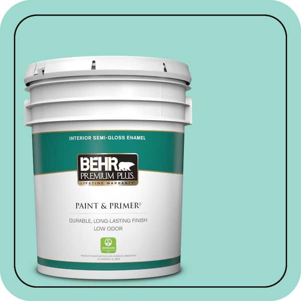 BEHR PREMIUM PLUS 5 gal. #P440-3 Fish Pond Semi-Gloss Enamel Low Odor Interior Paint & Primer