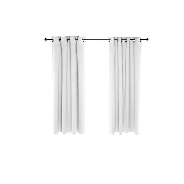 Furinno White Solid Grommet Room Darkening Curtain - 52 in. W x 63 in. L (Set of 2)
