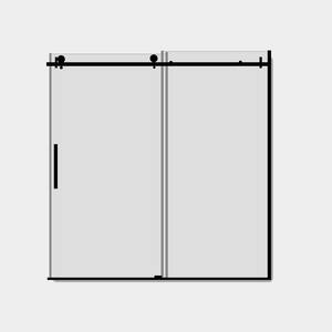 Oceanique 60 in. W x 60 in. H Sliding Semi-Frameless Tub Door in Matte Black Finish with Clear Glass