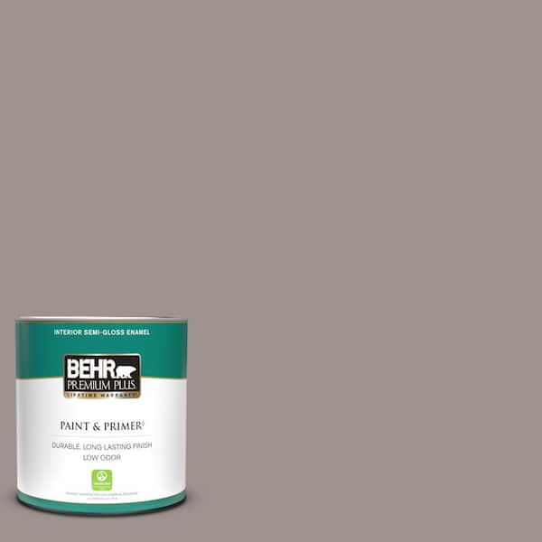 BEHR PREMIUM PLUS 1 qt. #N140-4 Tavern Taupe Semi-Gloss Enamel Low Odor Interior Paint & Primer