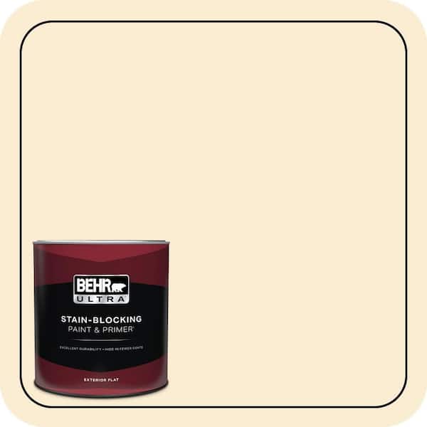 BEHR ULTRA 1 qt. #ICC-40 Antique Ivory Flat Exterior Paint & Primer