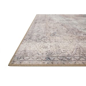 Loren Silver/Slate 1 ft. 6 in. x 1 ft. 6 in. Sample Distressed Bohemian Printed Area Rug