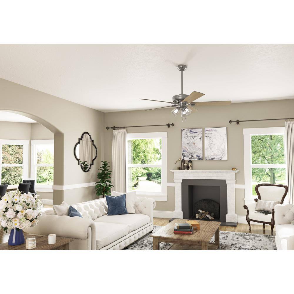 Crestfield 60" Brushed Nickel Ceiling Fan with LED Light and Reversible Blades
