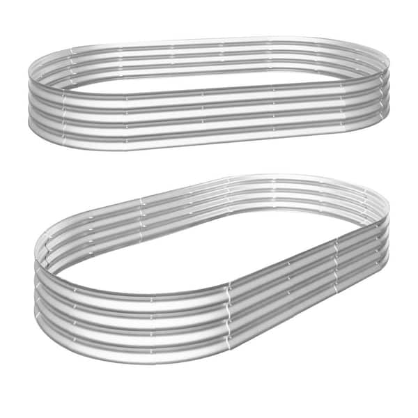 Phewnyzo 96 in. x 48 in. x 12 in. Silver Metal Raised Garden Bed Galvanized Planter for Vegetables Flowers and Herbs (2-Pack)