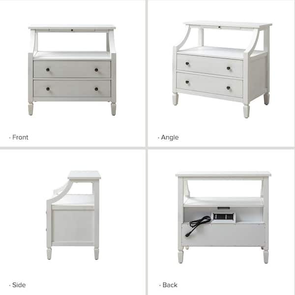 JAYDEN CREATION Jacqueline White 2-Drawer Nightstand with