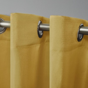 Delano Sunbath Yellow Solid Light Filtering Grommet Top Indoor/Outdoor Curtain, 54 in. W x 120 in. L (Set of 2)