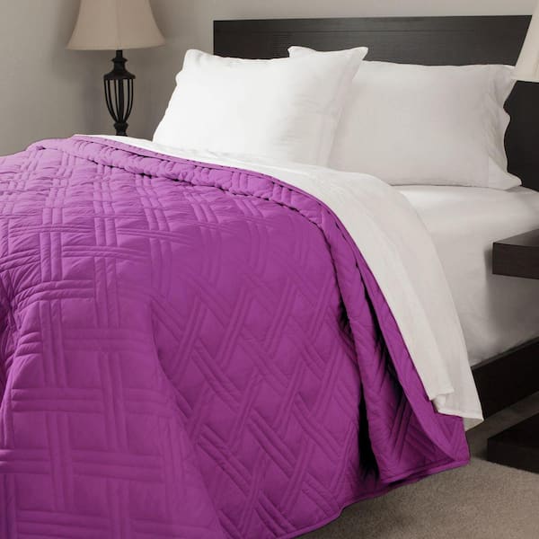 Lavish Home Solid Purple Twin Bed Quilt