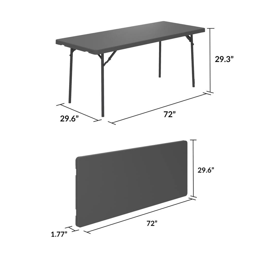 Classic Gray 72" Molded Plastic Folding Table for Outdoor & Indoor Use