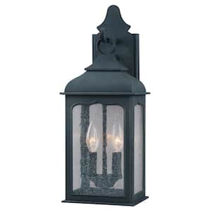 Henry Street 2-Light Colonial Iron Outdoor Wall Lantern Sconce