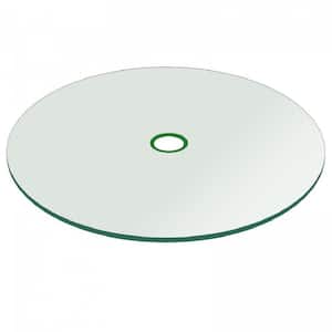 42 in. Clear Round Patio Glass Table Top, 1/4 in. Thickness Tempered Flat Edge Polished W/ 2 in. Hole