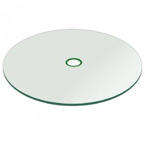 54 in. Clear Round Patio Glass Table Top, 1/4 in. Thickness Tempered Flat Edge Polished W/ 2 in. Hole
