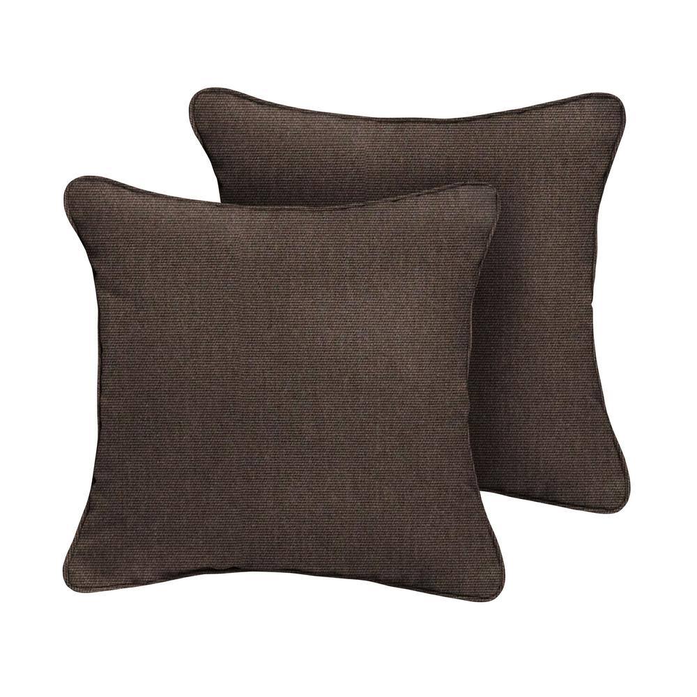 1101Design Sunbrella Canvas Java Square Indoor/Outdoor Corded Throw Pillow (2-Pack)