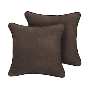Sunbrella Canvas Java Square Indoor/Outdoor Corded Throw Pillow (2-Pack)