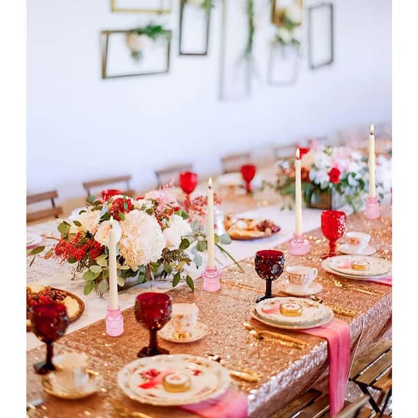 Pink Glass Candle Holders 6-Pack