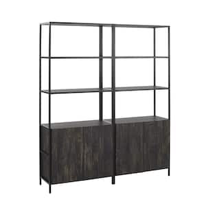 Jacobsen 81 in. Brown Ash 6-Shelf Etagere Bookcase (Set of 2)