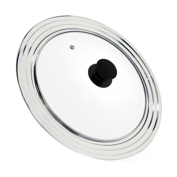 Universal Pan Lid 1-Piece Stainless Steel and Tempered Glass Heat Resistant Soft Silicone Handle Kitchen Lid Set