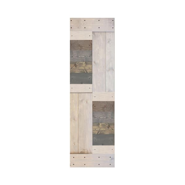 ISLIFE S Series 24 in. x 84 in. Multi-Textured Finished DIY Solid Wood Sliding Barn Door Slab - Hardware Kit Not Included