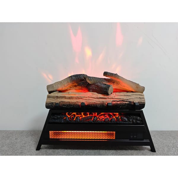 23 in. Infrared Electric Fireplace 3D Log Set Insert in Antique Black for Indoor