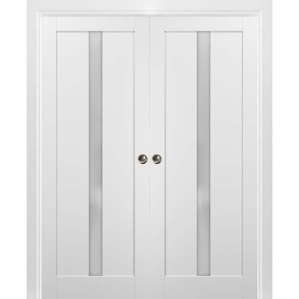 Sartodoors 48 in. x 96 in. 2 Panel White Finished Solid MDF Sliding Door with Hardware
