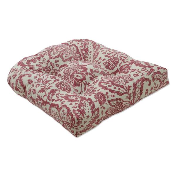 Pillow Perfect Paisley 19 in. x 19 in. Outdoor Dining Chair Cushion Red/Tan Fairhaven
