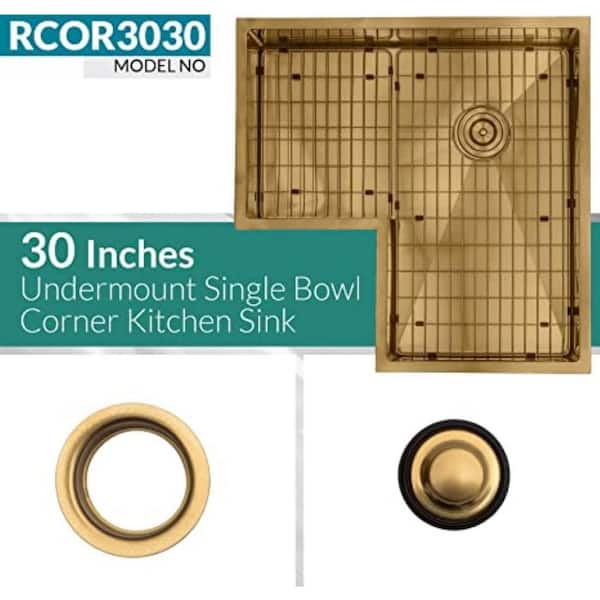 RCORB3030WS-Stainless 16 Gauge 30 in. Butterfly Corner Undermount Workstation Kitchen Sink with Accessories