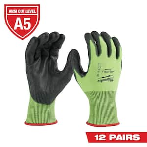 Medium High Visibility Level 5 Cut Resistant Polyurethane Dipped Work Gloves (12-Pack)