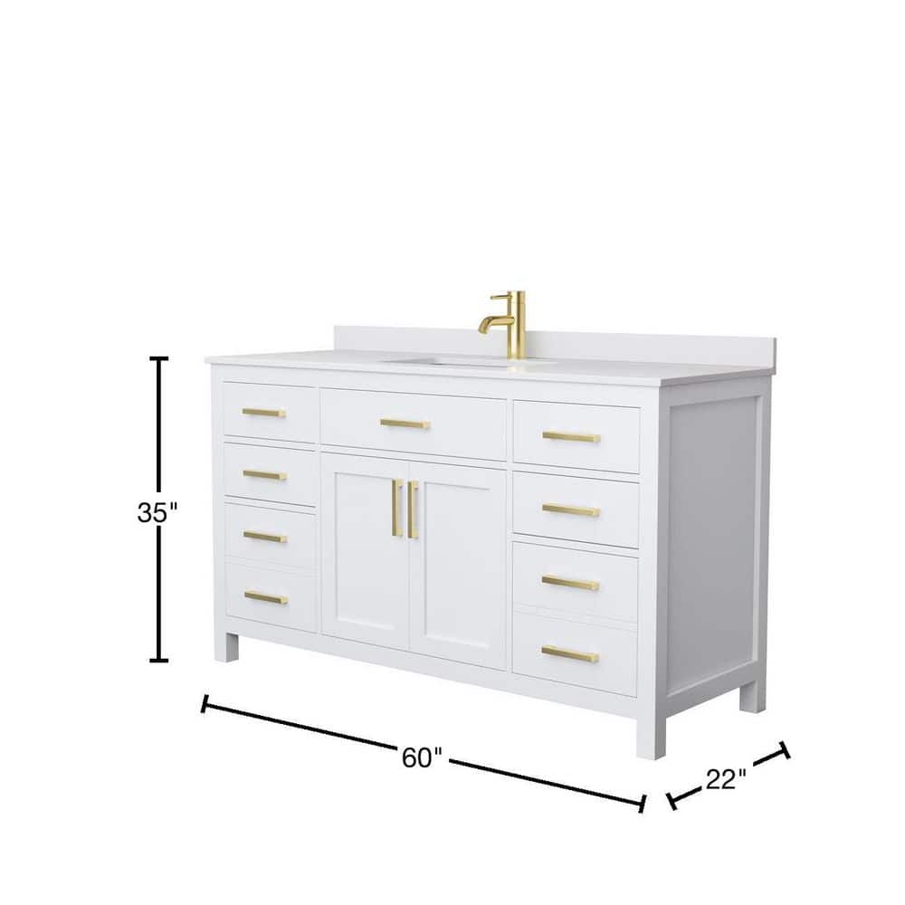 Beckett 60'' White Freestanding Single Bathroom Vanity with Cultured Marble Top