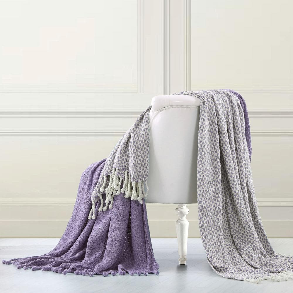 MODERN THREADS Lavender Throw Blanket (Set of 2) 5CTNTRPC-LVR-ST - The ...