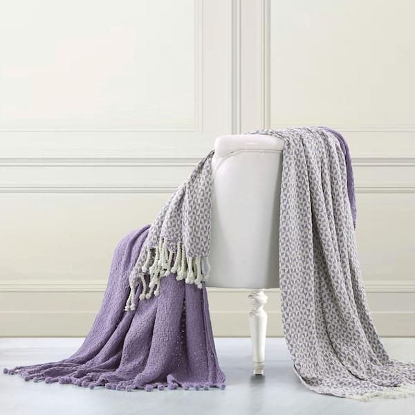 MODERN THREADS Lavender Throw Blanket (Set of 2)