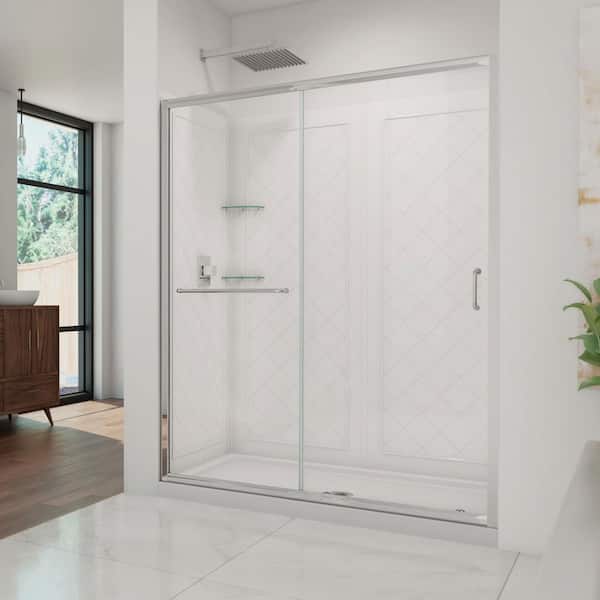 DreamLine Infinity-Z 60 in. L x 32 in. W x 77 in. H Alcove Shower