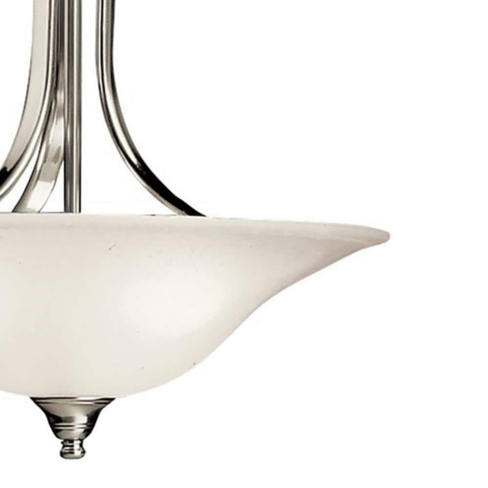 Dover Transitional 3-Light Pendant in Brushed Nickel with White Glass