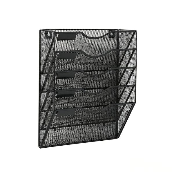 White 17 in. x 23.5 in. Metal Freestanding Magazine Rack (Set of 2