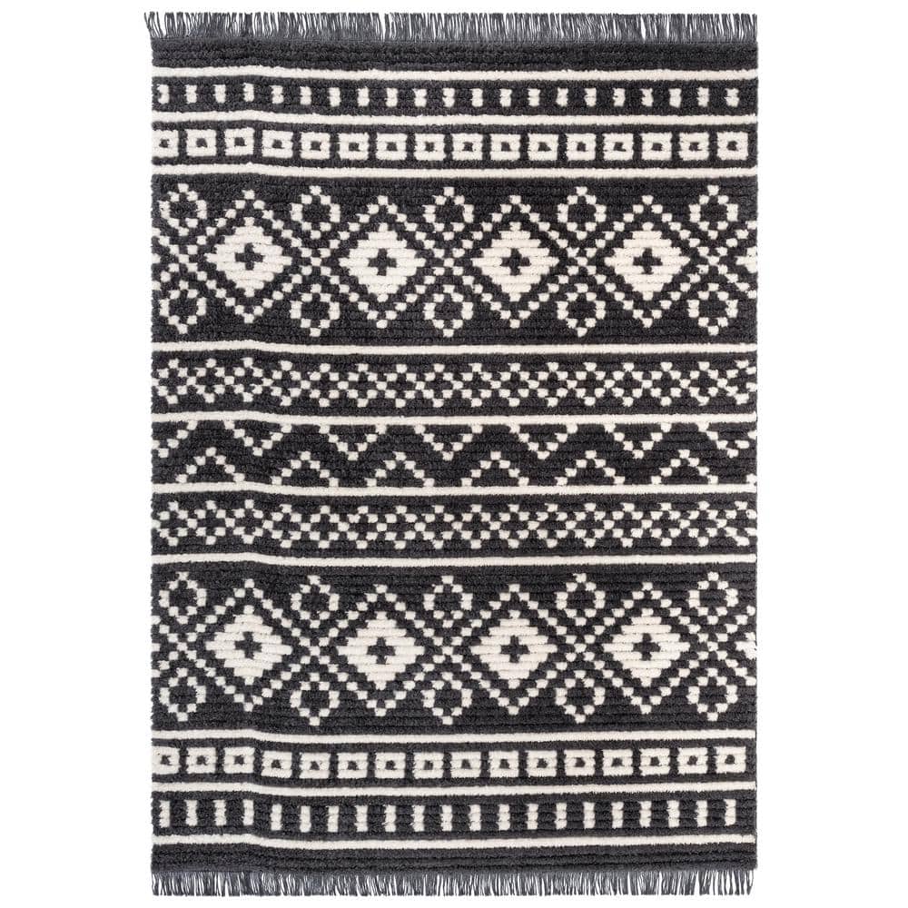 Well Woven Maya Nokomis Moroccan Trellis Diamond Pattern Grey 7 10  x 9 10  Textured Pile Area Rug