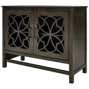 U-style Grey Wood Storage Cabinet with Doors and Adjustable Shelf