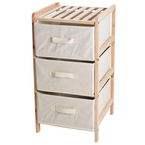 3-Drawer Organization Wood Fabric Unit with Shelf Top