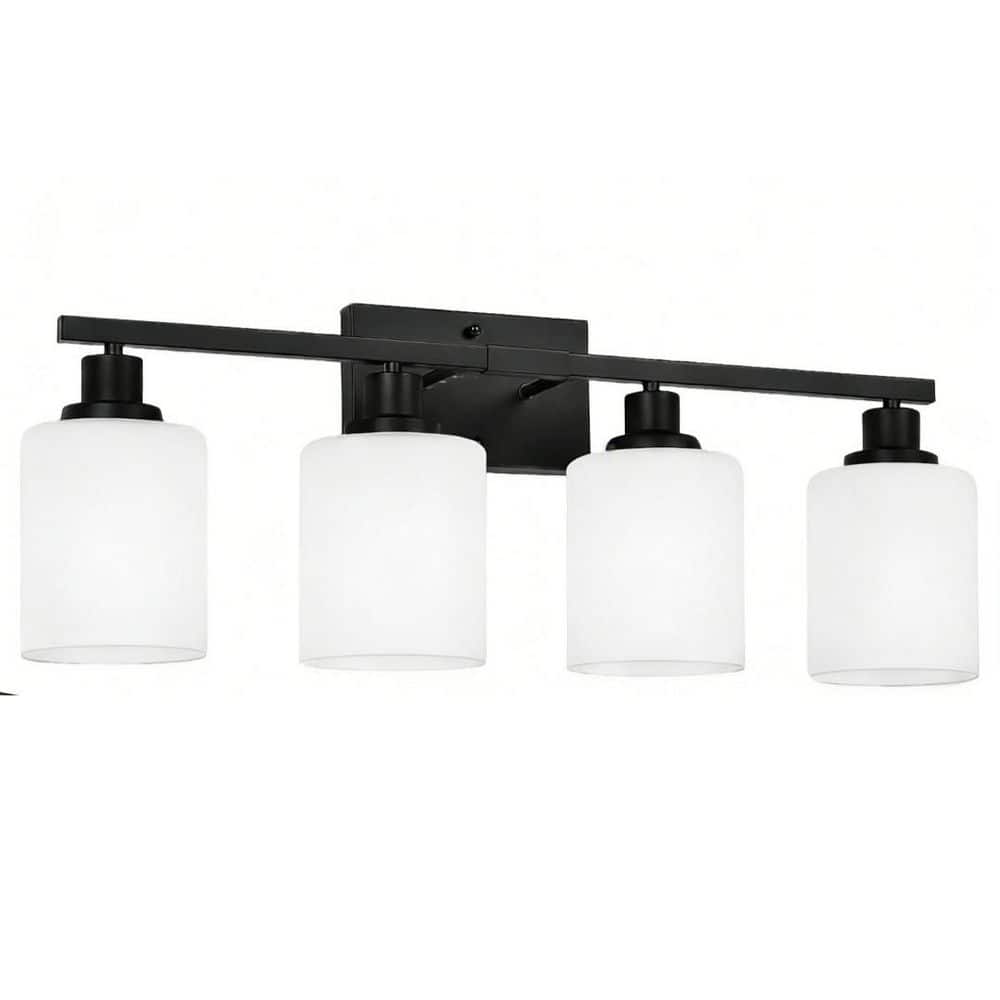 1-Piece Bathroom Accessory Set in Black, 4-Light Bathroom Light Fixtures, Vanity Light with Milky White Shades price history on PriceWatchPro