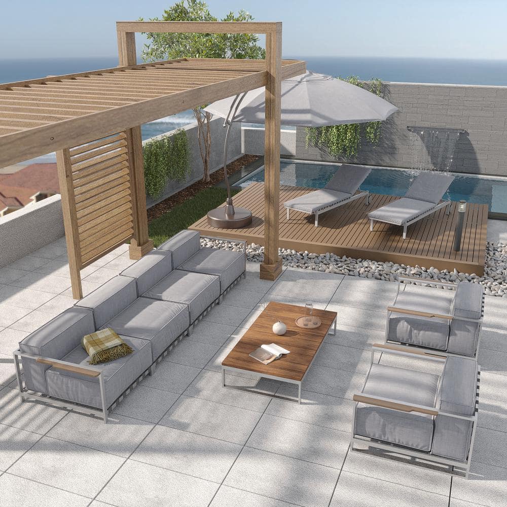 Sunrise Collection, 7-piece Extra Deep Seating Metal Patio Conversation Set