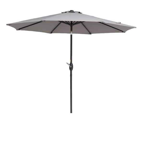 Inner Decor Hess 9 ft. Steel Market Tilt Patio Umbrella in Gray without Base