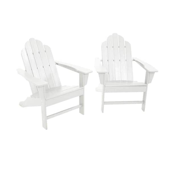 POLYWOOD Long Island White Plastic Adirondack 2-Piece Patio Seating Set