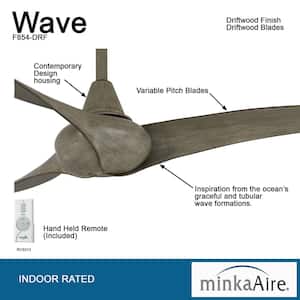 Wave 44 in. Indoor Driftwood Ceiling Fan with Remote Control