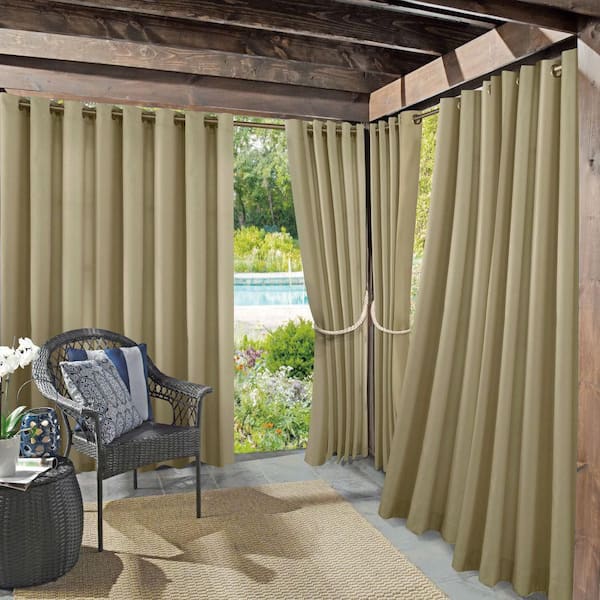 Sailor Indoor/Outdoor UV Protectant Curtain Panel in Khaki-54 in. W x 84 in. L