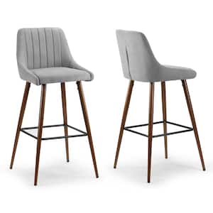 31 in. Amos Grey Fabric with Metal Frame and Legs Bar Stool (Set of 2)