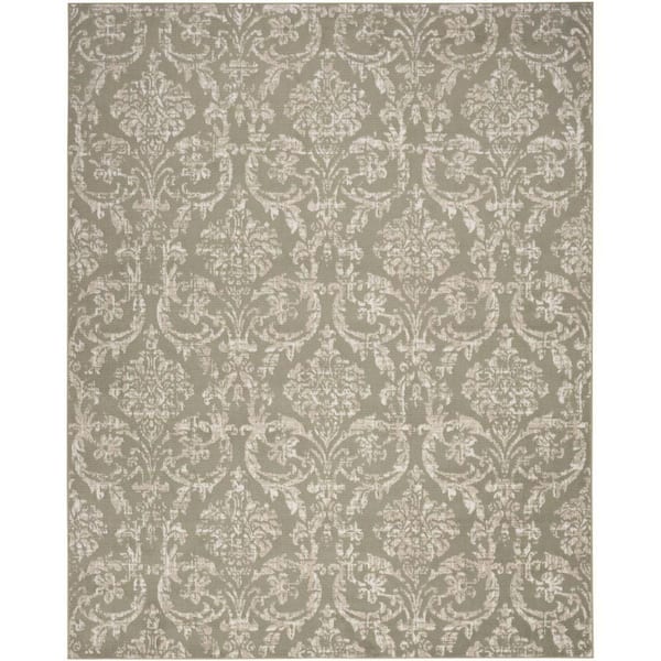 Nourison Jubilant Olive 8 ft. x 10 ft. Damask Transitional Area Rug