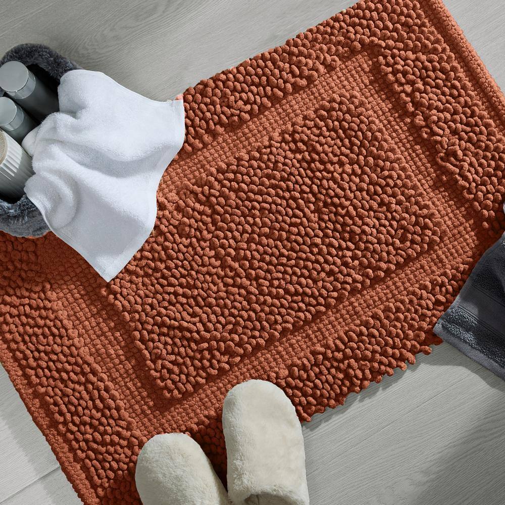 Burnt Orange Cotton Chenille Non-Slip Bath Mat 27" x 45"